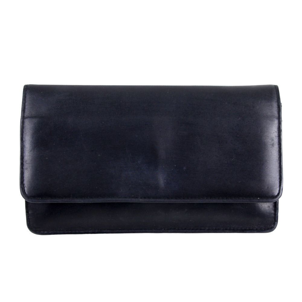 DOPP BLACK GENUINE LEATHER ID CARD ZIP CLASP COIN BILL HOLDER WALLET CLUTCH